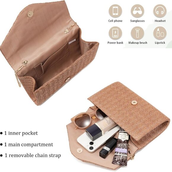 Versatile Woven Crossbody Bag - Stylish Straw Clutch for Casual Elegance - Picture 4 of 6